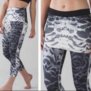 Lululemon Wunder Under Pant*SE Dance Pretty Plume Angel Wing Black Womens 4